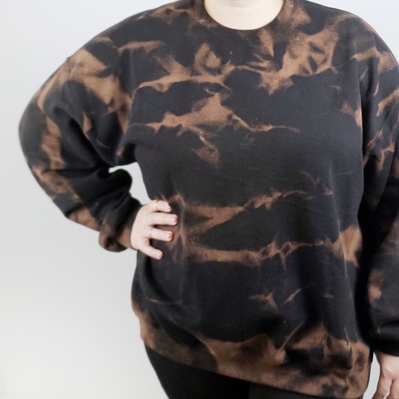 NEW Bleached Black Sweatshirt Unisex S-5X Grunge - Picture 4 of 4